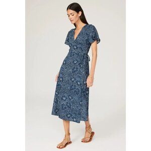 Marine Layer Blue Emlyn Wrap Midi Dress Size Small 23325